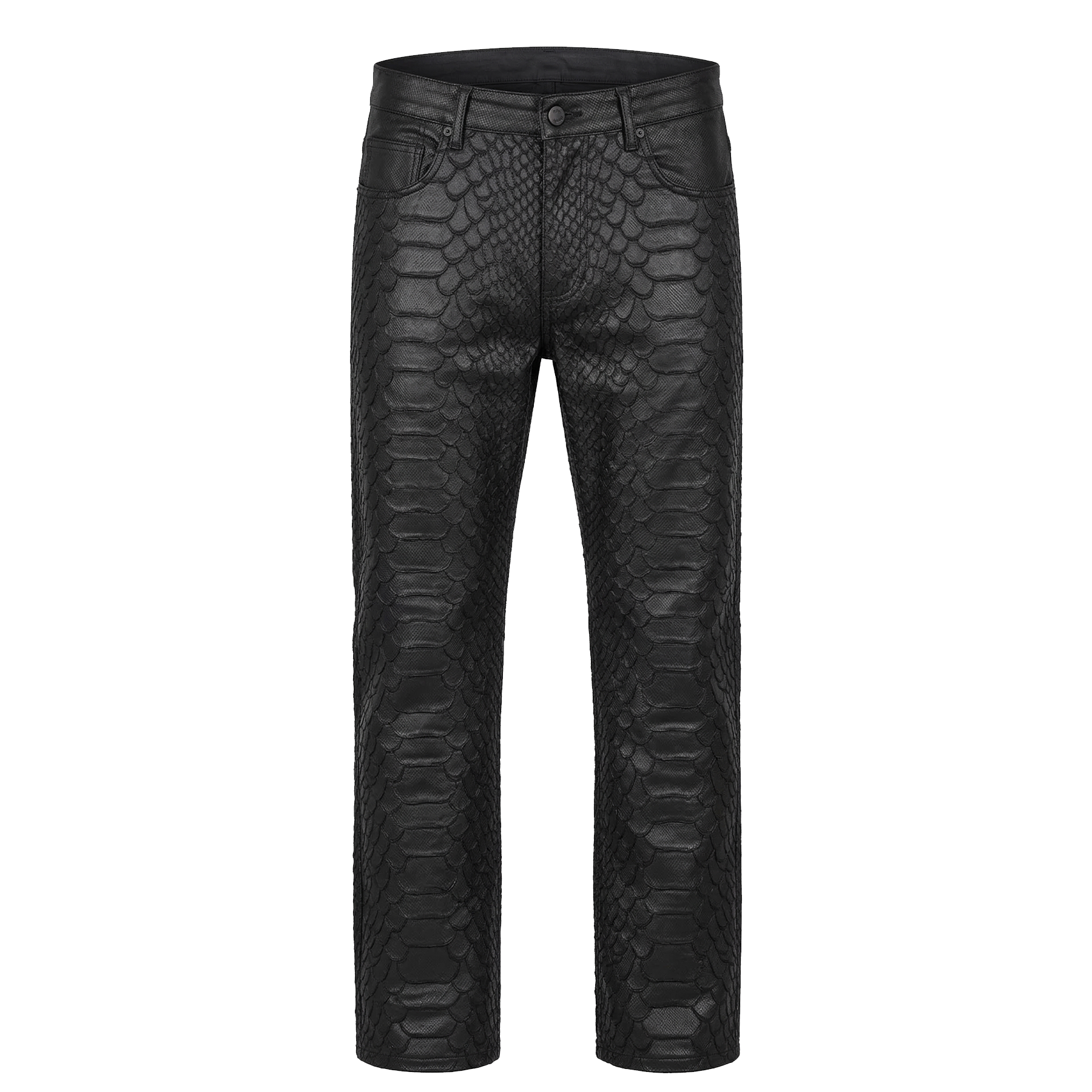 Waimea Black Embroidered Python Waxed Denim Jeans