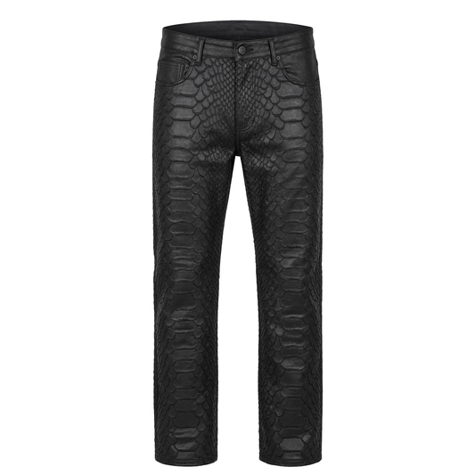 Waimea Black Embroidered Python Waxed Denim Jeans