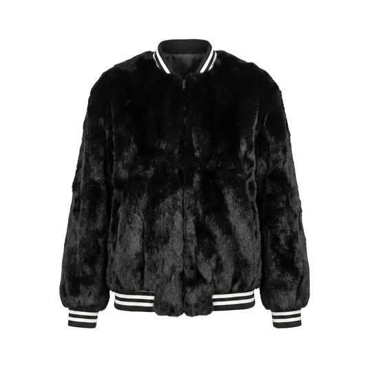 Kashani Men's Black Rabbit Baseball Jacket