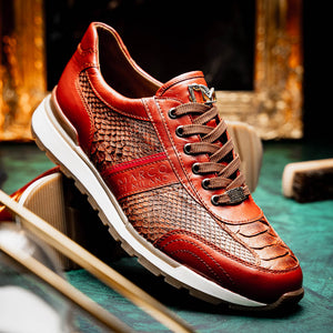 Marco Di Milano Brescia Antique Cognac Python & Calfskin Sneakers - Dudes Boutique