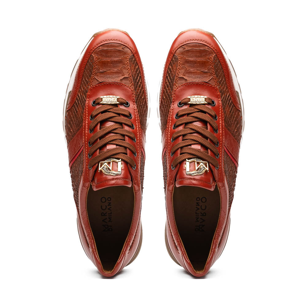 Marco Di Milano Brescia Antique Cognac Python & Calfskin Sneakers - Dudes Boutique