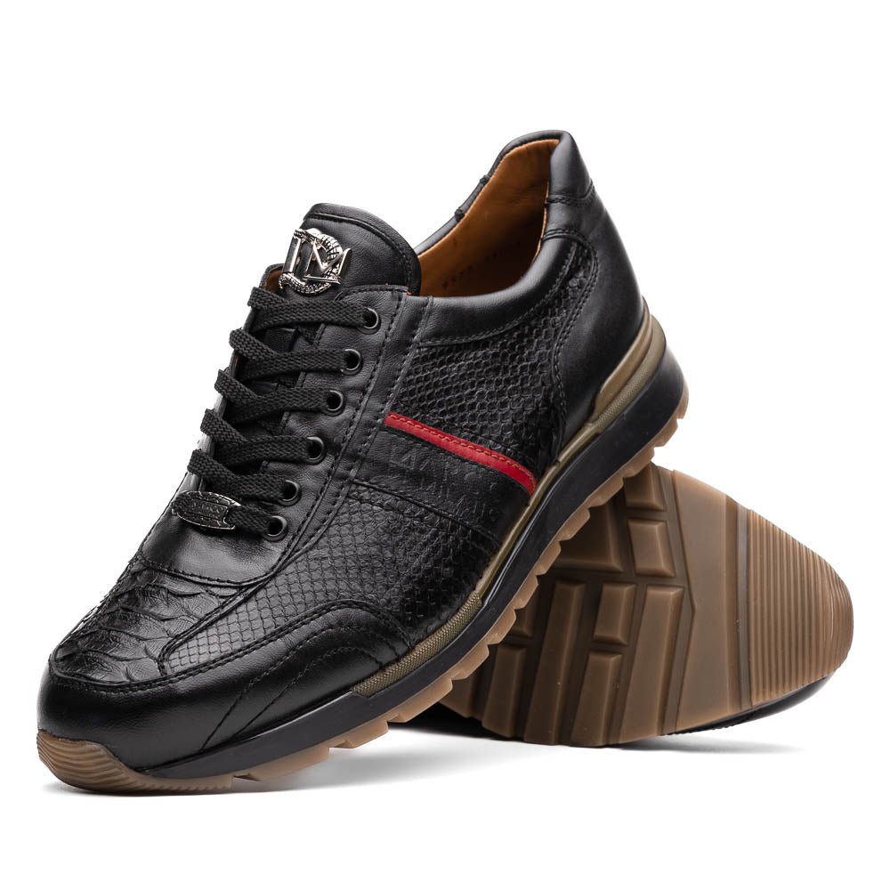 Marco Di Milano Brescia Black Python & Calfskin Sneakers - Dudes Boutique