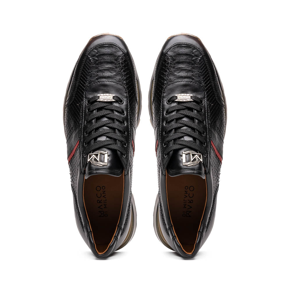 Marco Di Milano Brescia Black Python & Calfskin Sneakers - Dudes Boutique