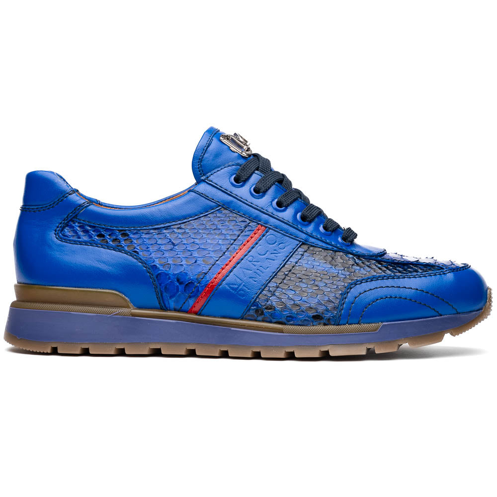 Marco Di Milano Brescia Electric Blue Python & Calfskin Sneakers - Dudes Boutique