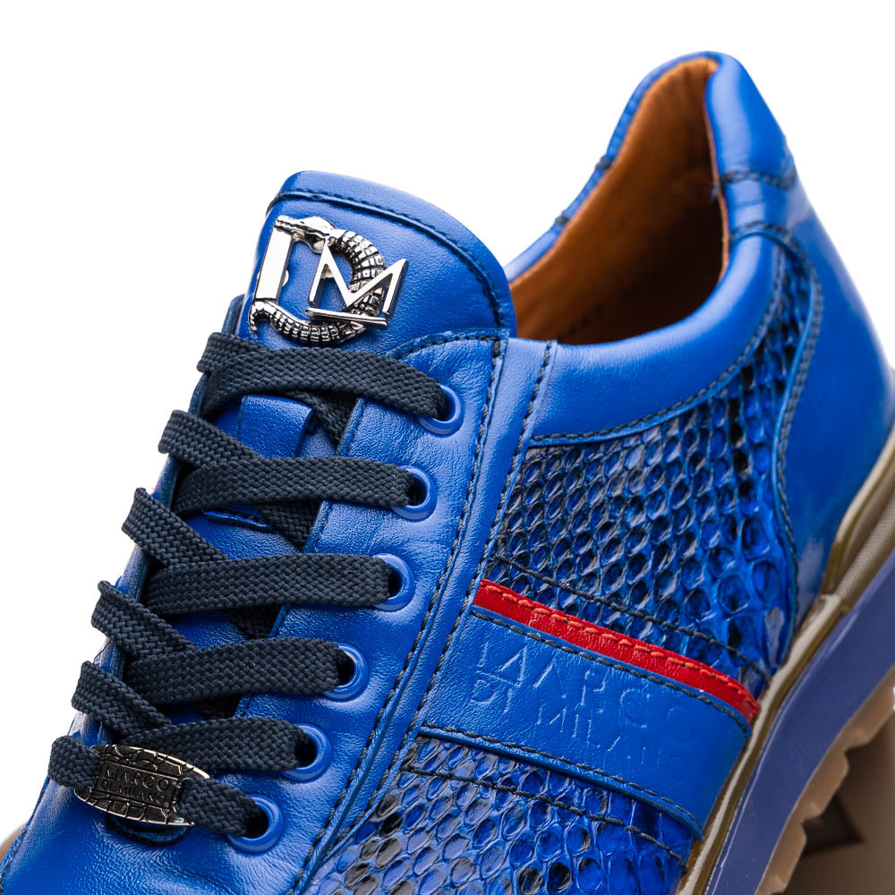 Marco Di Milano Brescia Electric Blue Python & Calfskin Sneakers - Dudes Boutique