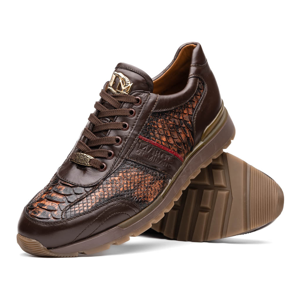 Marco Di Milano Brescia Washed Cognac Python & Calfskin Sneakers - Dudes Boutique