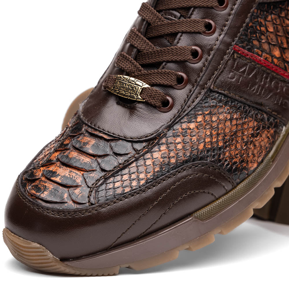 Marco Di Milano Brescia Washed Cognac Python & Calfskin Sneakers - Dudes Boutique