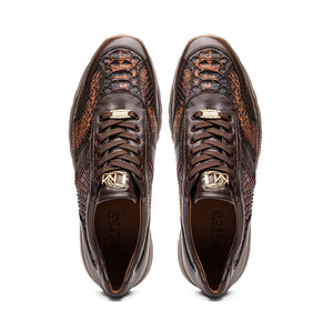 Marco Di Milano Brescia Washed Cognac Python & Calfskin Sneakers - Dudes Boutique