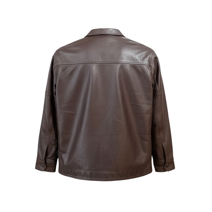 Kashani Men's Chocolate Brown Lambskin Button-Up Shirt