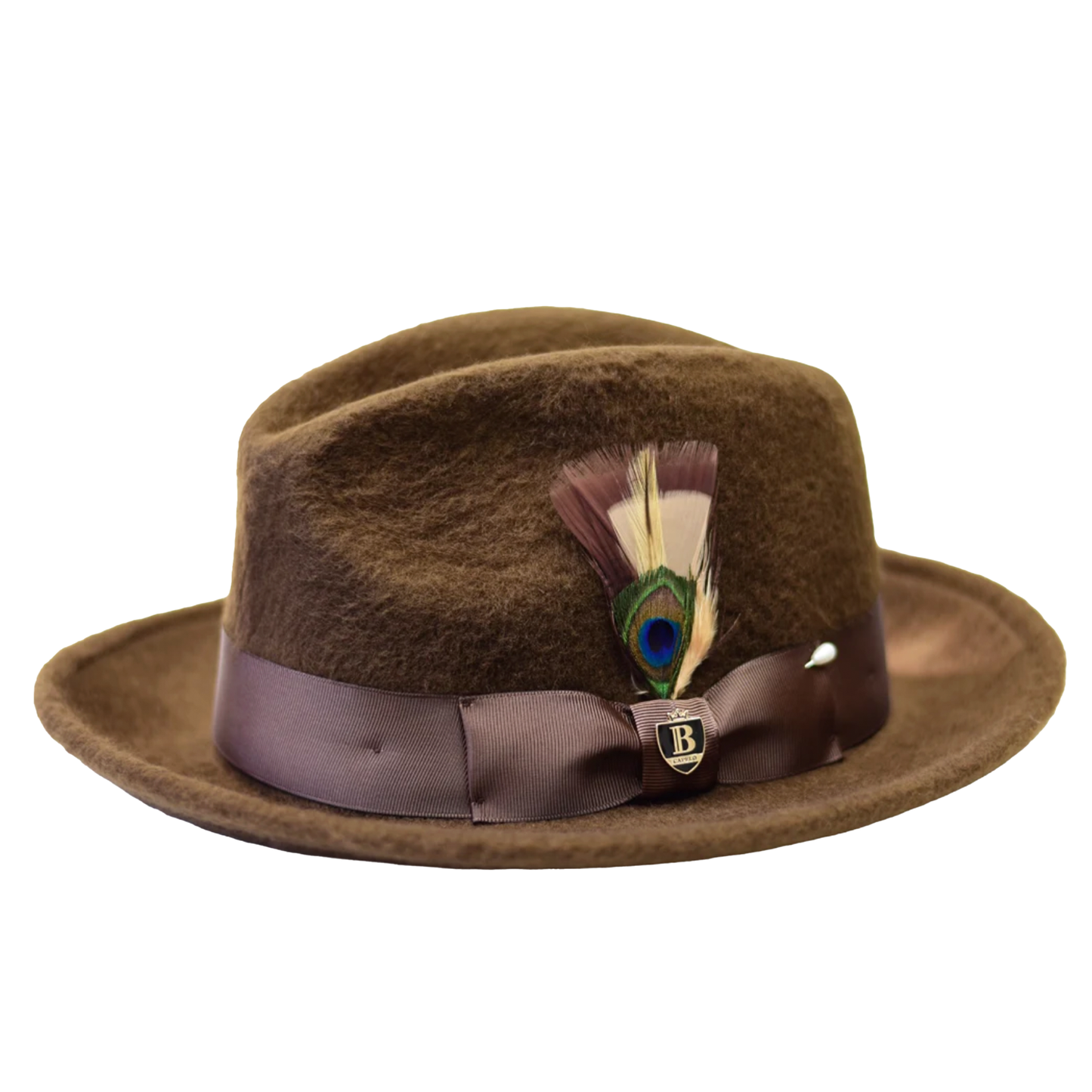Bruno Capelo Wool Felt Fedora Hat Fur Felt Finish - Mink Brown