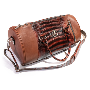 Marco Di Milano Rustic Cognac Alligator & Calfskin Duffle Bag - Dudes Boutique