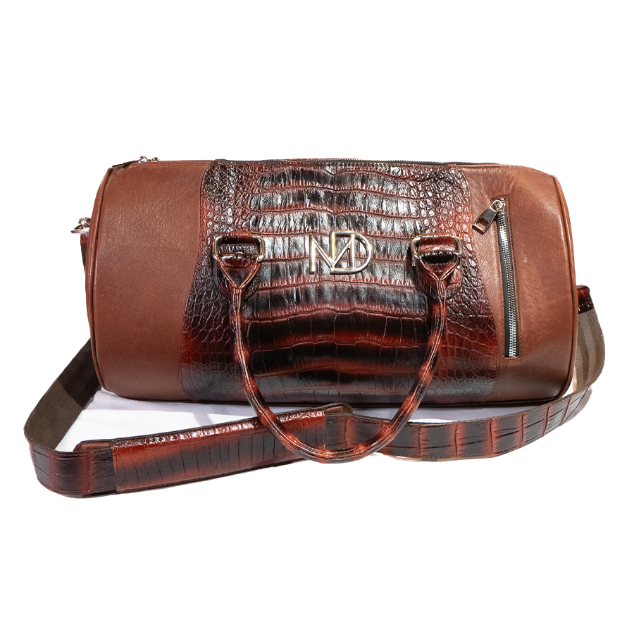 Marco Di Milano Rustic Cognac Alligator & Calfskin Duffle Bag - Dudes Boutique