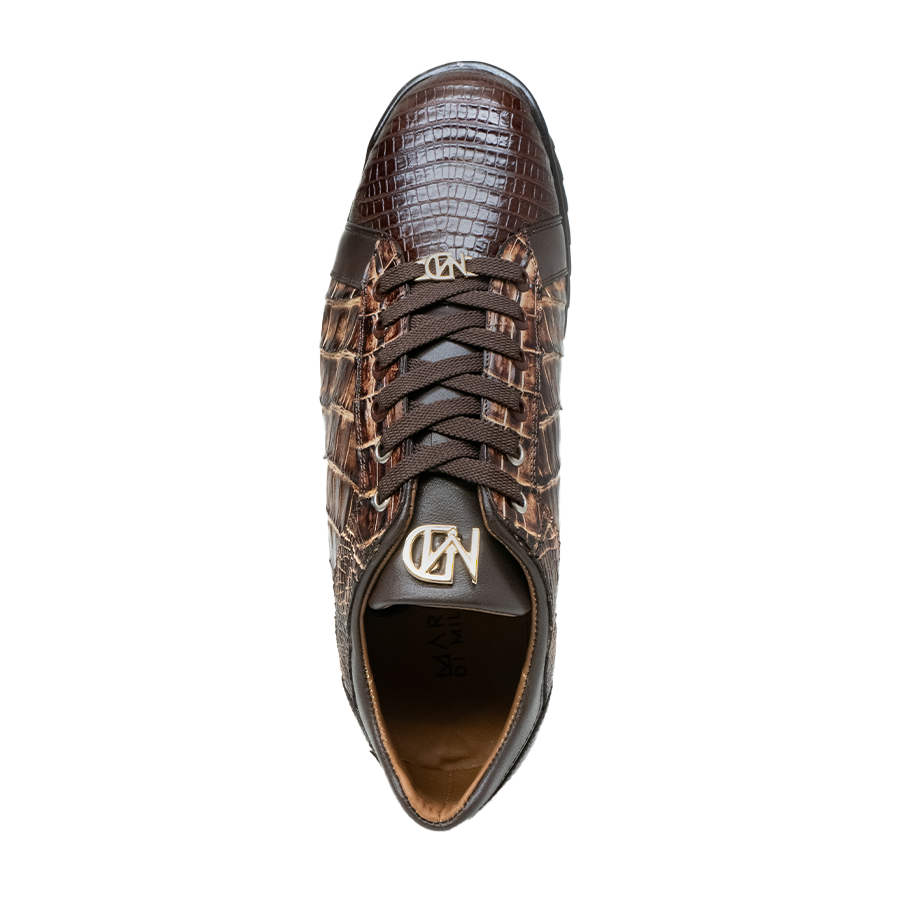 Marco Di Milano Corse Brown/Orix Teju Lizard & Caiman Crocodile Sneakers - Dudes Boutique