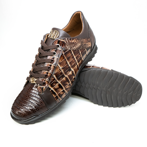 Marco Di Milano Corse Brown/Orix Teju Lizard & Caiman Crocodile Sneakers - Dudes Boutique