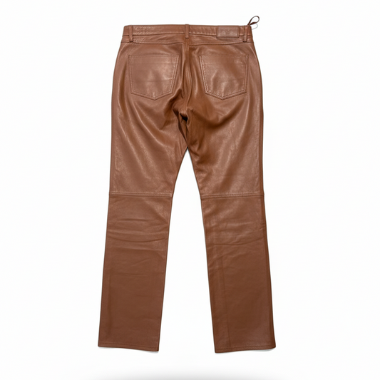 Kashani Men's Brick Lambskin Straight Cut Leather Pants