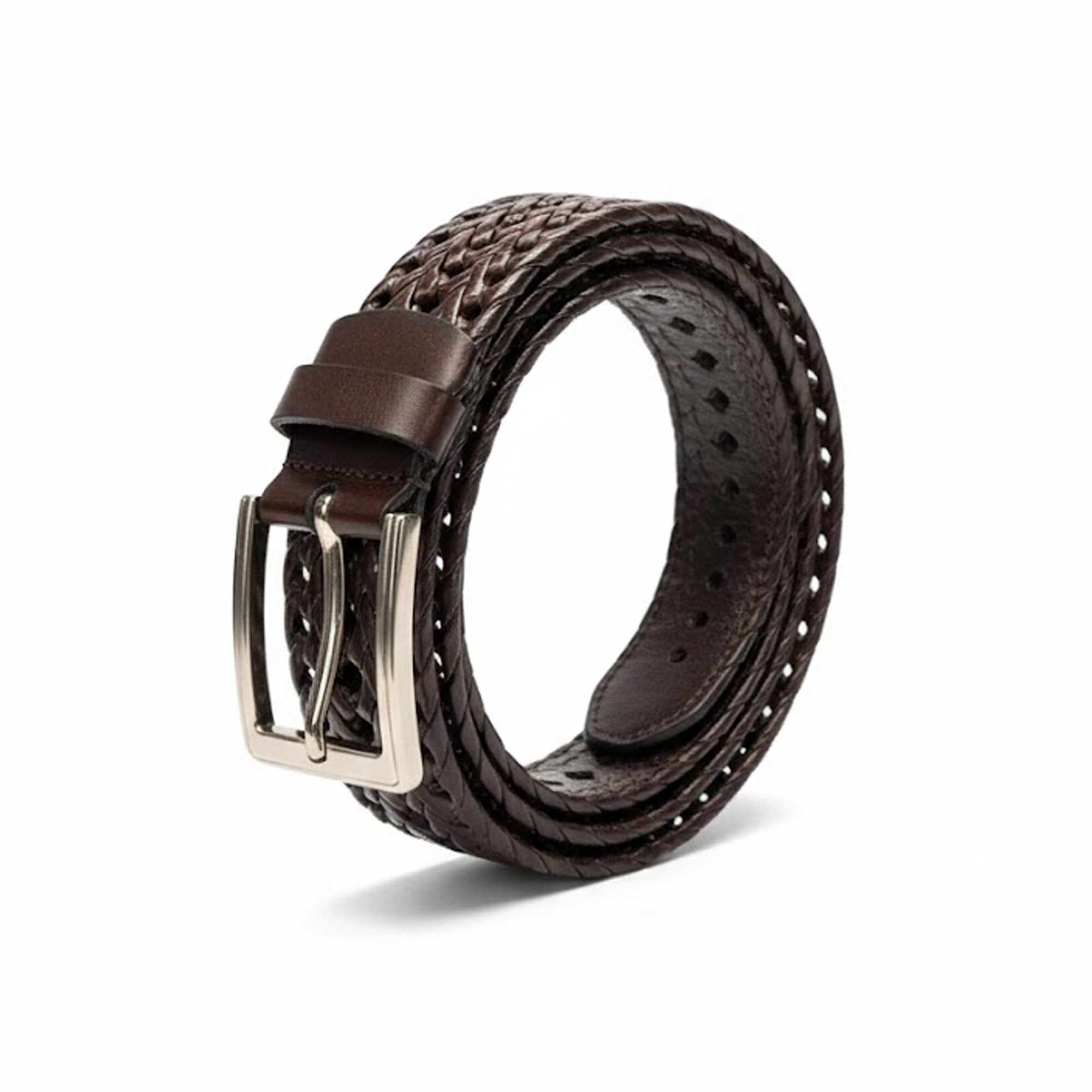 Kashani Brown Braided Leather Belt