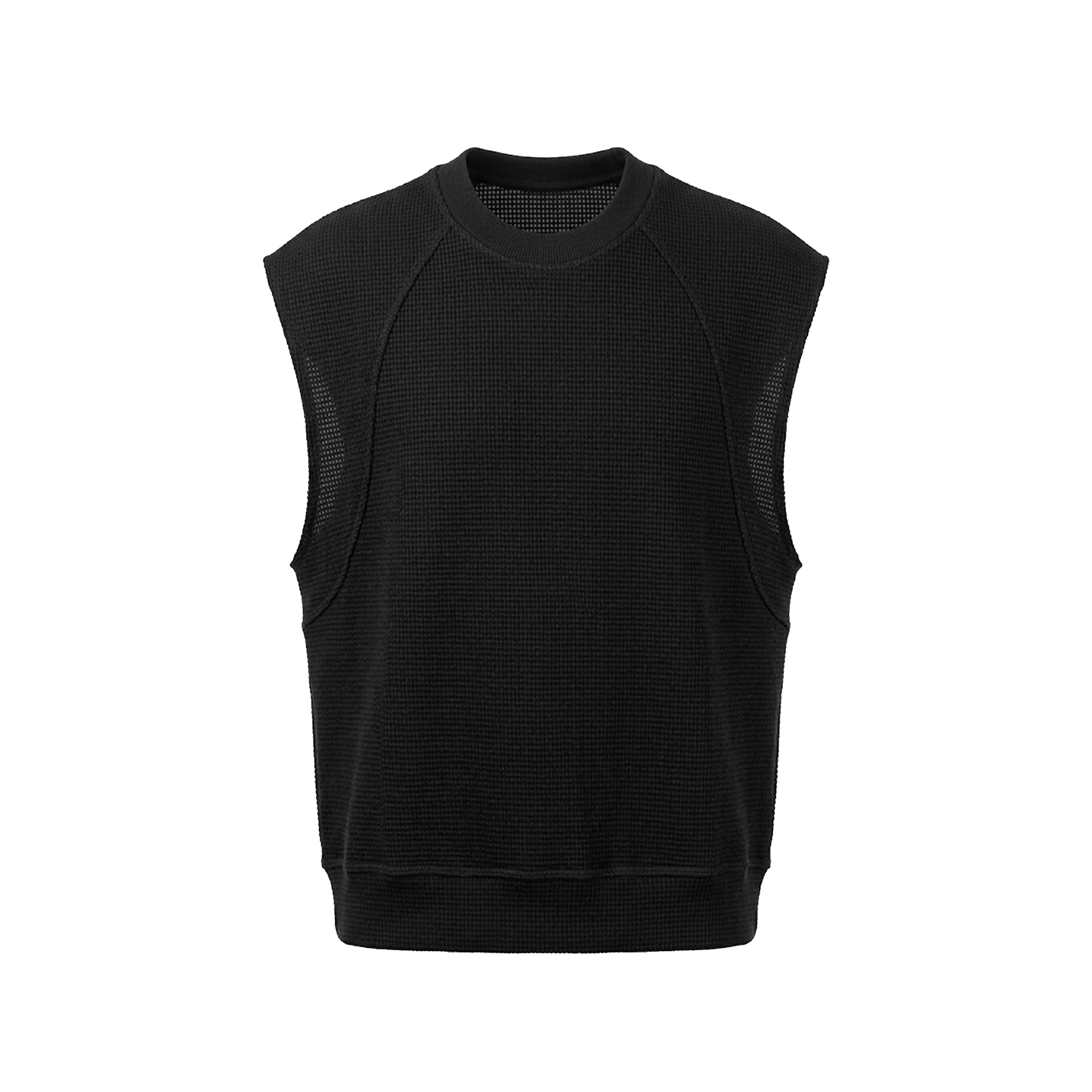 Voyage Studio Men's Black Sleeveless Waffle Knit Crewneck