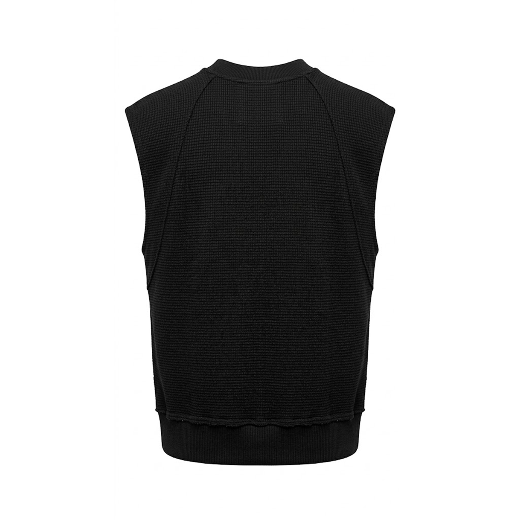 Voyage Studio Men's Black Sleeveless Waffle Knit Crewneck