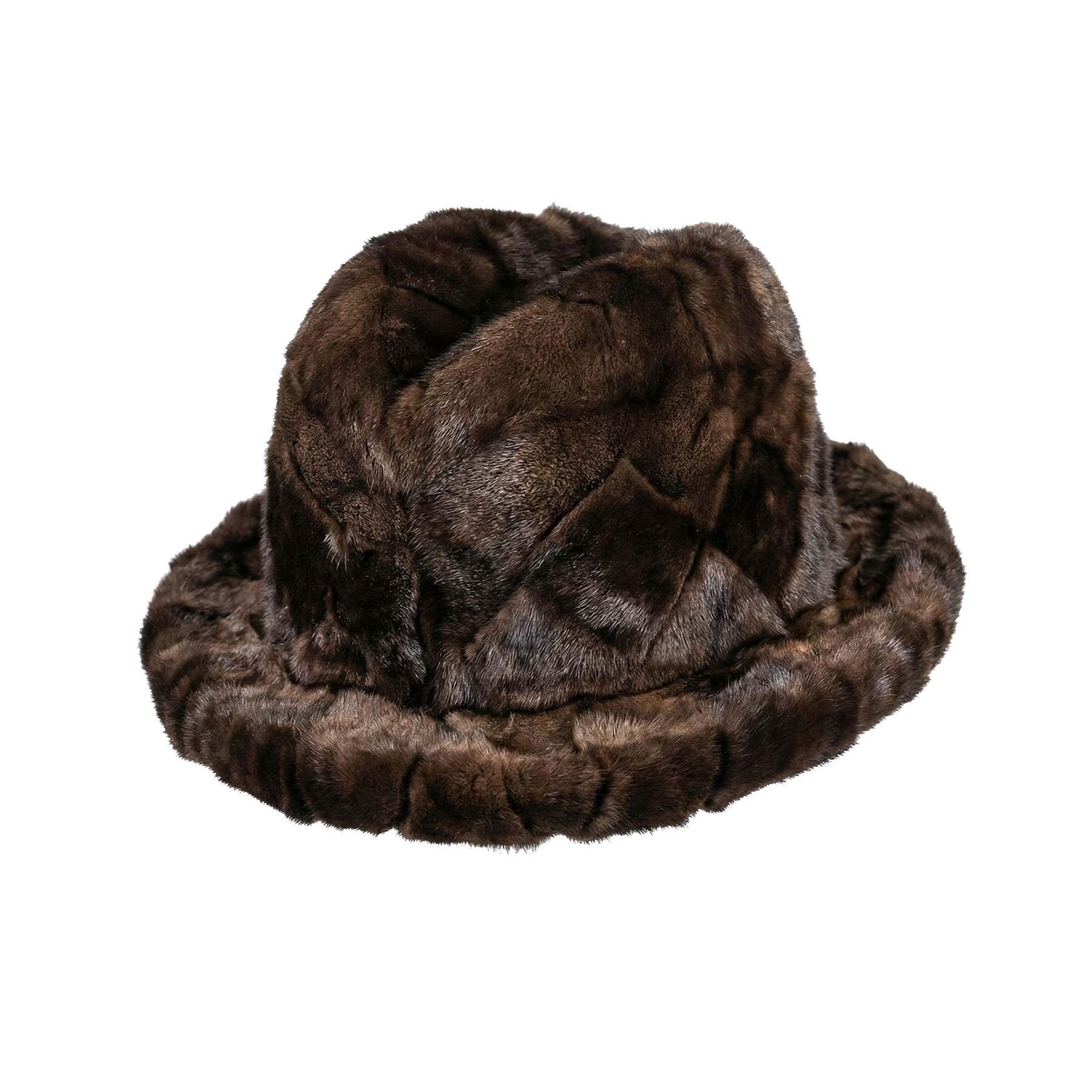 Kashani Men's Brown Diamond Cut Mink Fur Top Hat