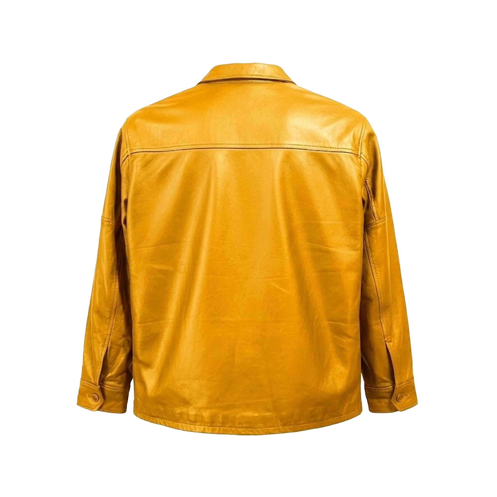 Kashani Men's Caramel Lambskin Button-Up Shirt