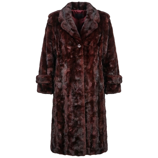 Kashani Men's Burgundy Full Mink Fur Trench Coat