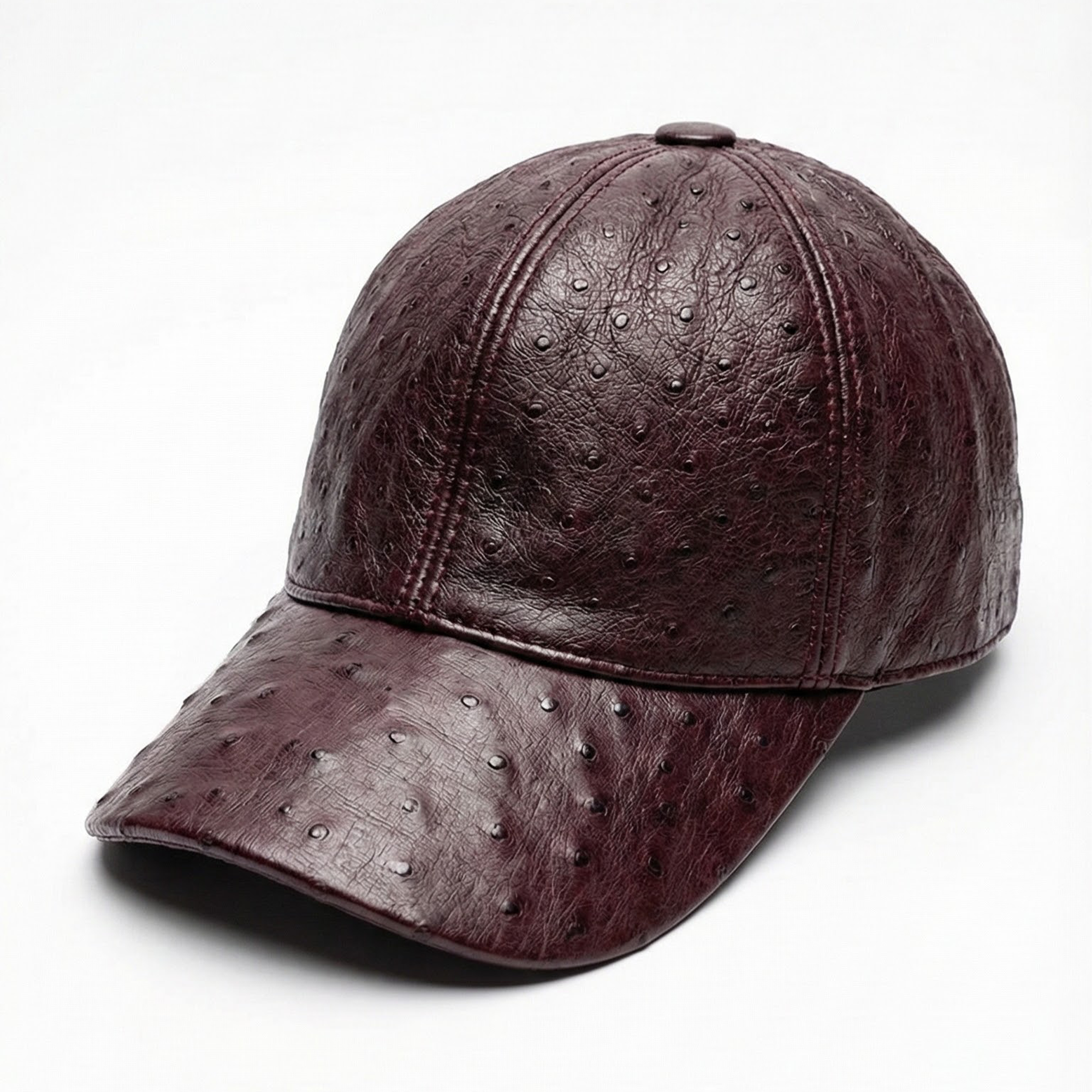 Kashani Burgundy Ostrich Quill Base Ball Hat