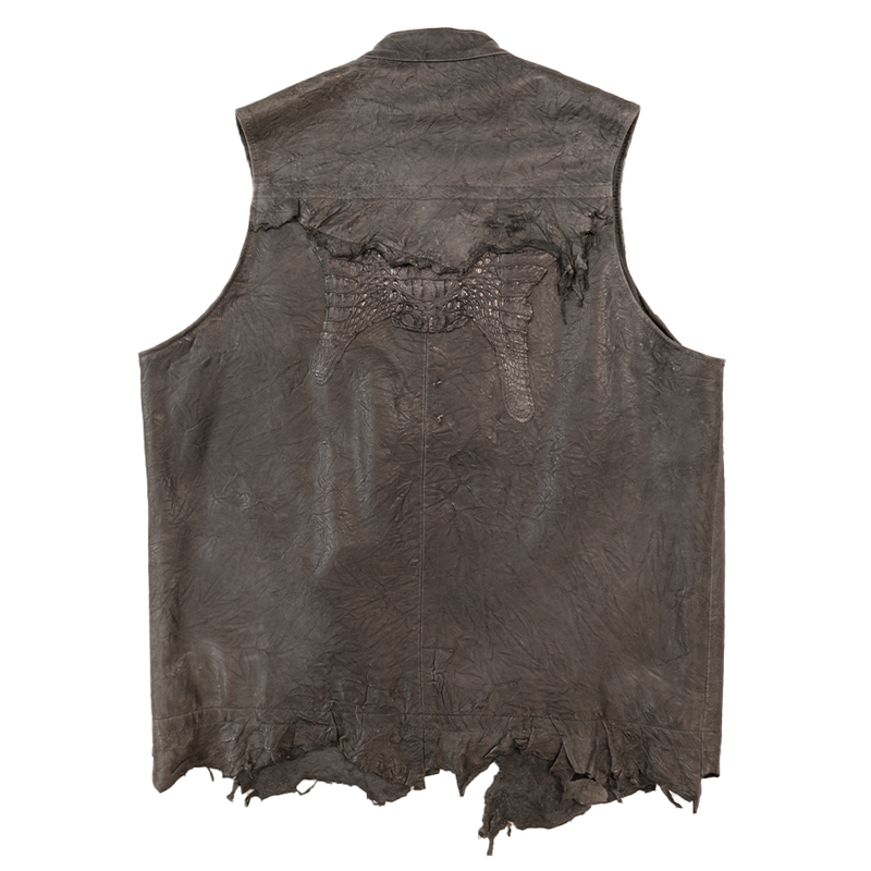 Kashani Extreme Distressed Lambskin Crocodile Tail Vest - Dudes Boutique