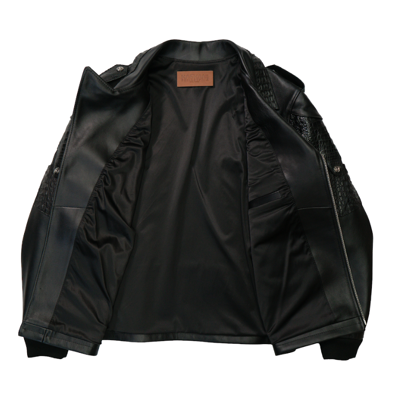 Kashani Black Alligator / Lambskin Motorcycle Jacket - Dudes Boutique