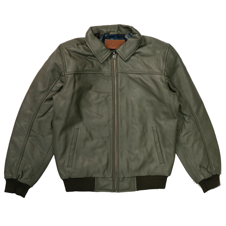 Kashani Forest Green Lambskin Bomber Jacket - Dudes Boutique