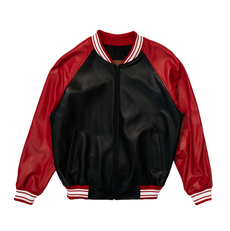 Kashani Red/Black Perforated Lambskin MA-1 Bomber Jacket – Dudes