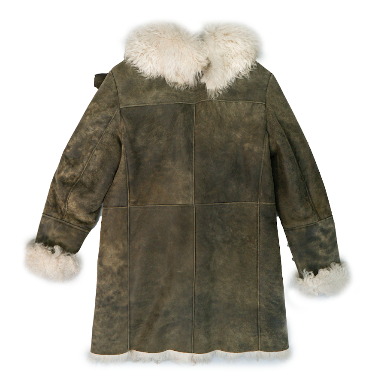 Kashani Green / White Mongolian Lamb Shearling Trench Coat - Dudes Boutique