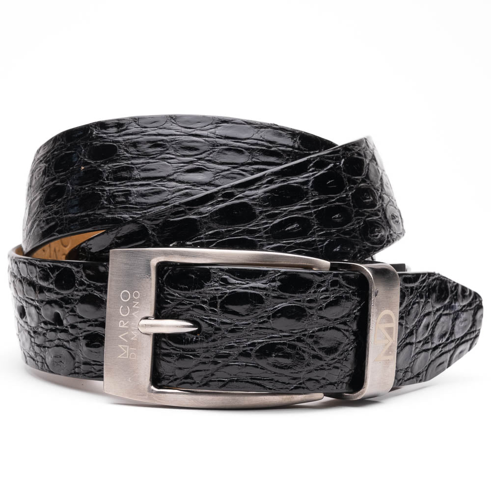 Marco Di Milano Caiman Crocodile Belt Black - Dudes Boutique