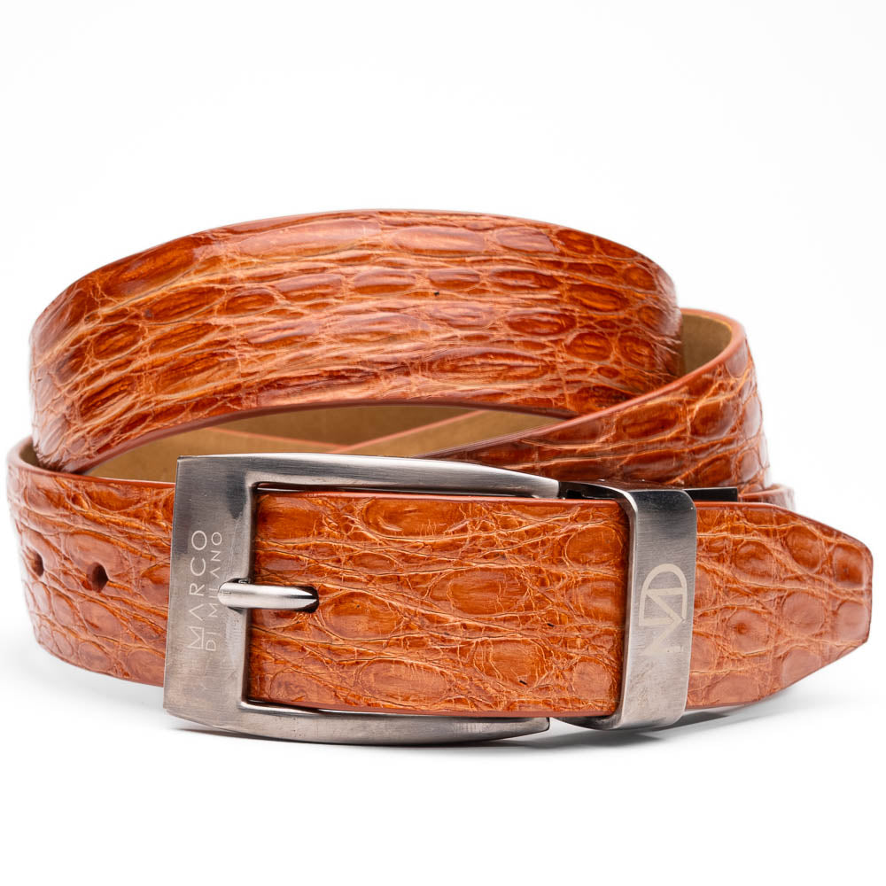 Marco Di Milano Caiman Crocodile Belt Honey - Dudes Boutique