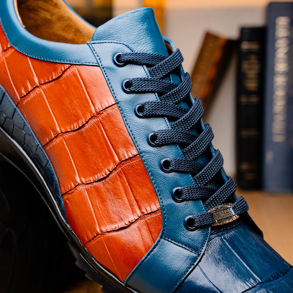 Marco Di Milano Cairo Blue Jeans/Honey Alligator Sneakers - Dudes Boutique