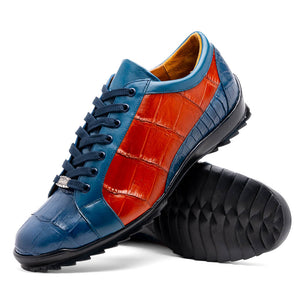 Marco Di Milano Cairo Blue Jeans/Honey Alligator Sneakers - Dudes Boutique