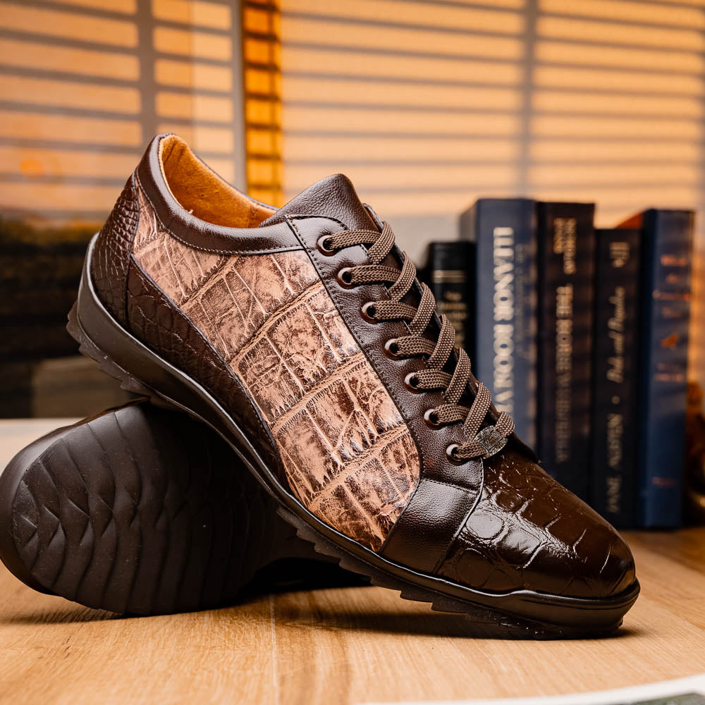 Marco Di Milano Cairo Brown/Orix Alligator Sneakers - Dudes Boutique