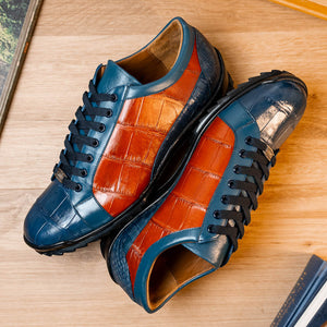 Marco Di Milano Cairo Blue Jeans/Honey Alligator Sneakers - Dudes Boutique