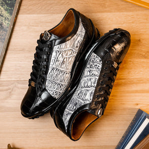 Marco Di Milano Cairo Black/White Alligator Sneakers - Dudes Boutique