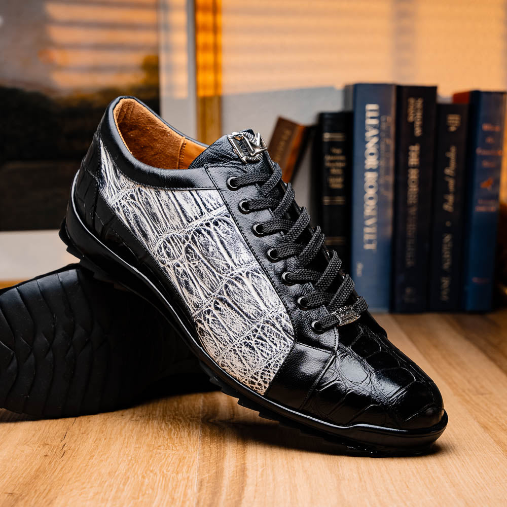 Marco Di Milano Cairo Black/White Alligator Sneakers - Dudes Boutique