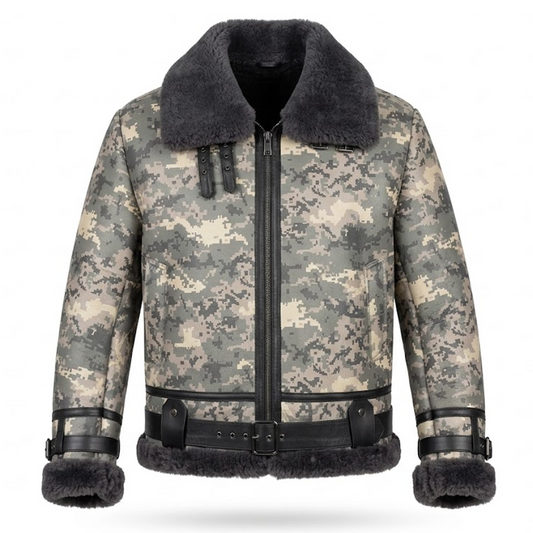Kashani Digital Camo Shearling Bomber Jacket