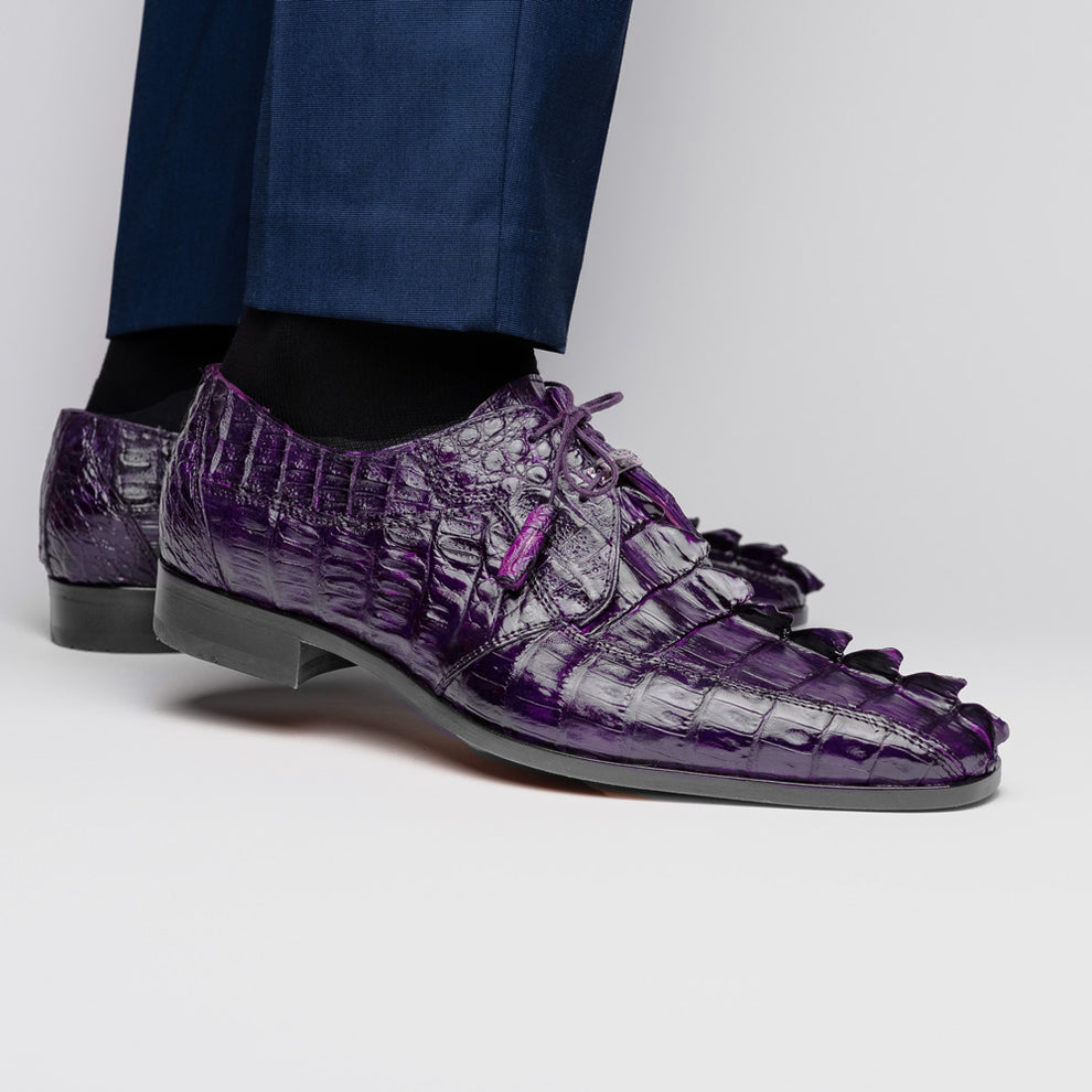 Marco Di Milano Cancun Purple Caiman Crocodile Tail Dress Shoes - Dudes Boutique