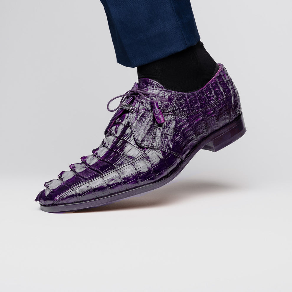 Marco Di Milano Cancun Purple Caiman Crocodile Tail Dress Shoes - Dudes Boutique