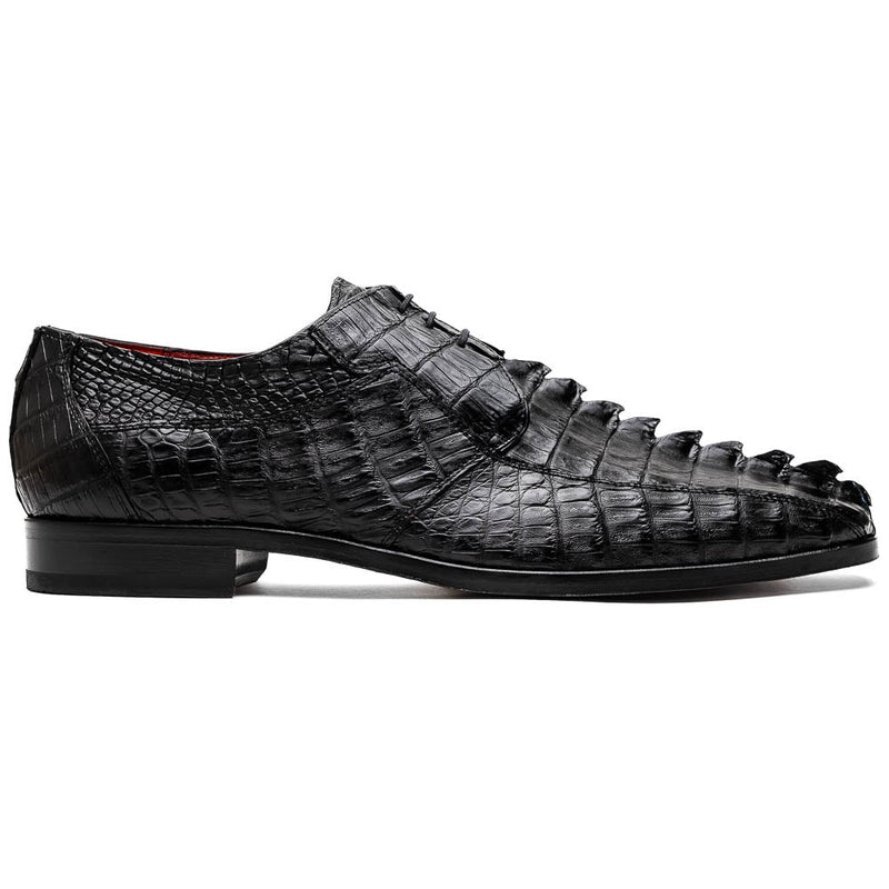 Marco Di Milano Cancun Black Caiman Crocodile Tail Dress Shoes - Dudes Boutique