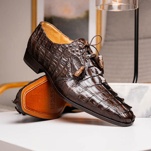 Marco Di Milano Cancun Brown Caiman Crocodile Tail Dress Shoes - Dudes Boutique