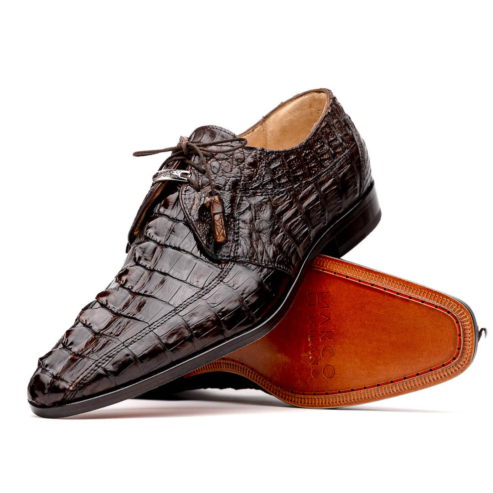 Marco Di Milano Cancun Brown Caiman Crocodile Tail Dress Shoes - Dudes Boutique