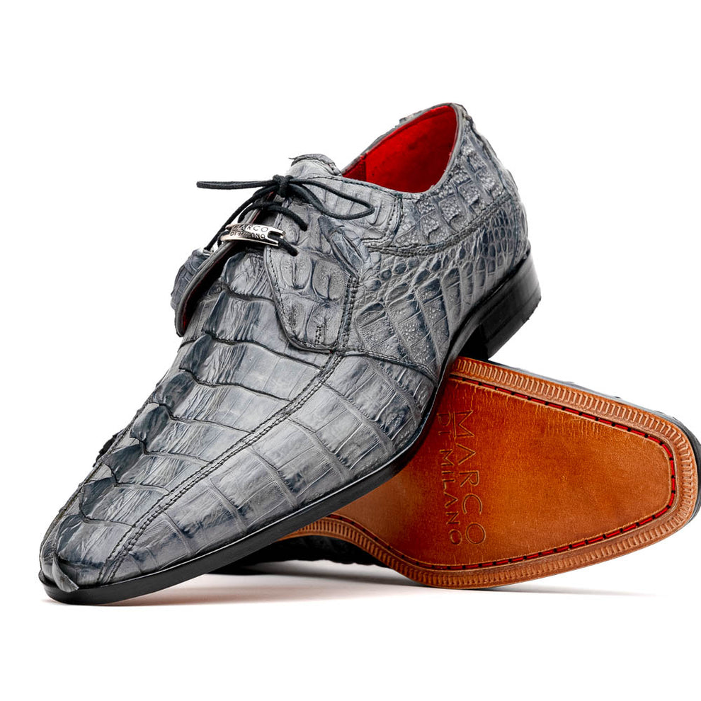 Marco Di Milano Cancun Grey Caiman Crocodile Tail Dress Shoes - Dudes Boutique