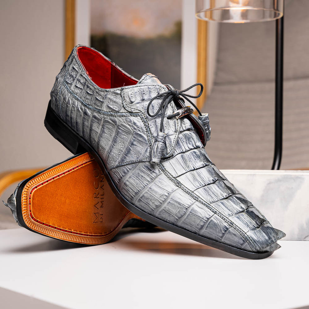 Marco Di Milano Cancun Grey Caiman Crocodile Tail Dress Shoes Marco Di Milano Cancun Grey Caiman Crocodile Tail Dress Shoes