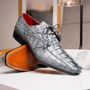 Marco Di Milano Cancun Grey Caiman Crocodile Tail Dress Shoes - Dudes Boutique