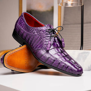 Marco Di Milano Cancun Purple Caiman Crocodile Tail Dress Shoes - Dudes Boutique