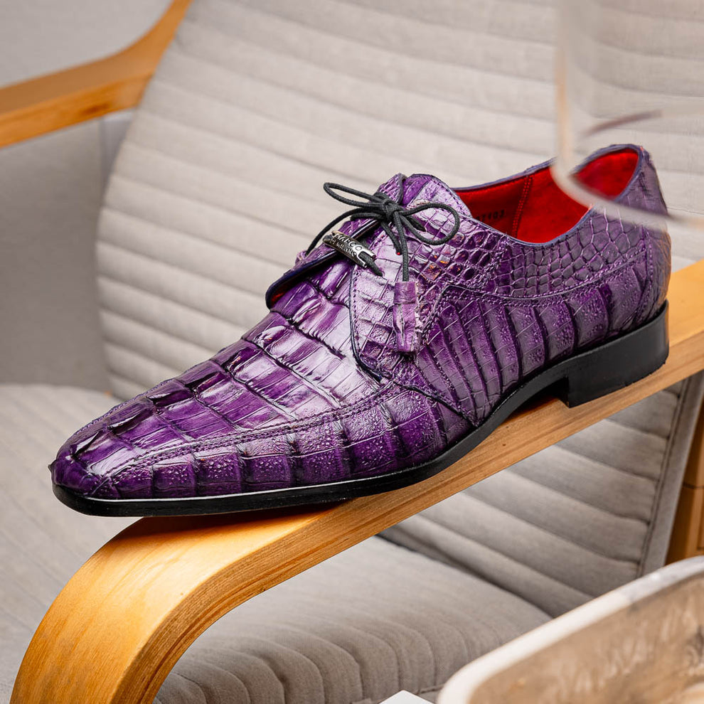 Marco Di Milano Cancun Purple Caiman Crocodile Tail Dress Shoes - Dudes Boutique